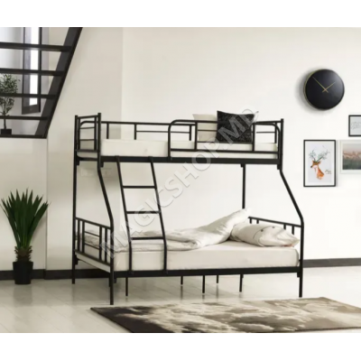 Pat 2 nivele Nova Triple 90x200 + 140x200 cm negru